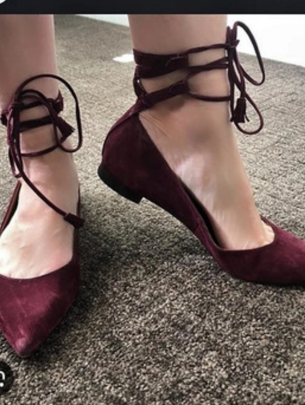 Frye Suede Lace-Up Heels in Red